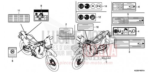 ETIQUETTE DE PRECAUTIONS (CRF250RL/RLA) CRF250RLAJ de 2018